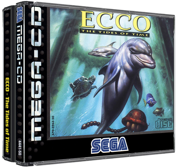 Ecco the Dolphin – The Tides of Time (incl. spine card) (En,Fr,De,Es) (EU) (CIB) (mint condition) - Mega CD