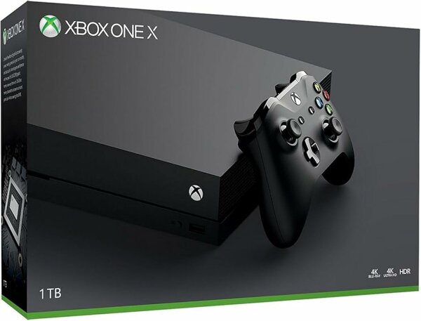 Xbox One X (Schwarz) (1TB) inkl. Controller & Kabel (EU) (OVP) (sehr guter Zustand) - Xbox One