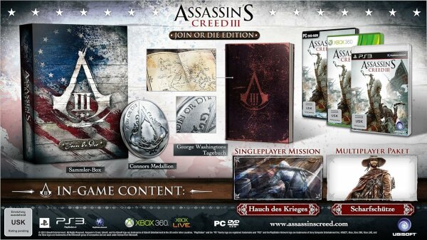 Assassins Creed III (Join or Die Edition) (EU) (CIB) (mint condition) - Xbox 360