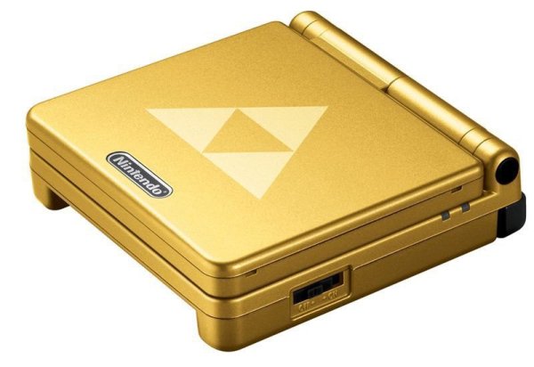 Game Boy Advance SP - Zelda Triforce Edition (original Nintendo) inkl. Netzteil (AGS-001) (EU) (lose) (sehr guter Zustand) - Nintendo Game Boy Advance (GBA)
